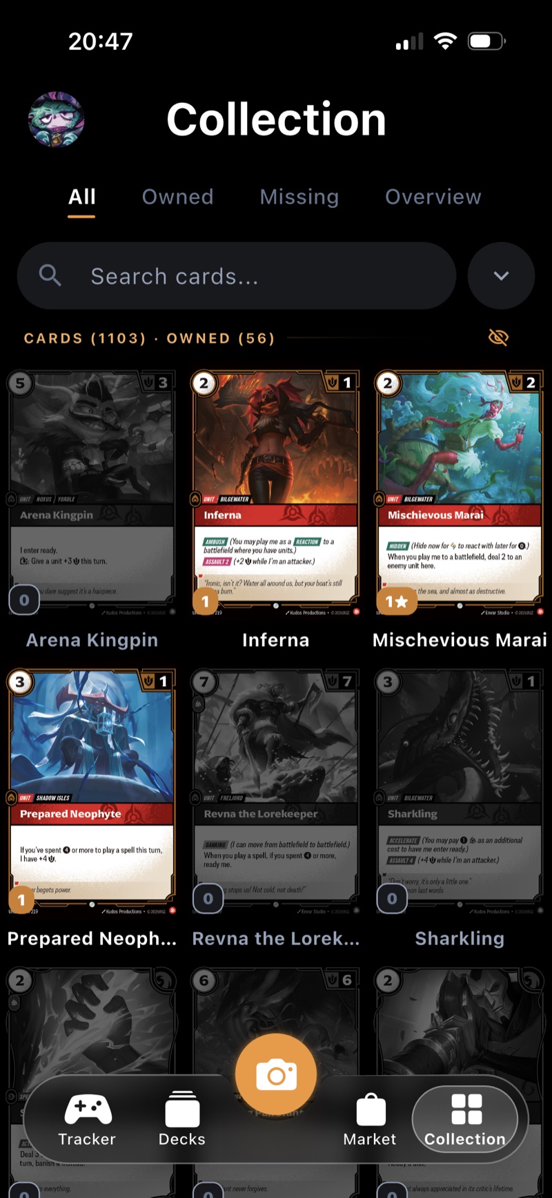 Riftr card scanner and collection