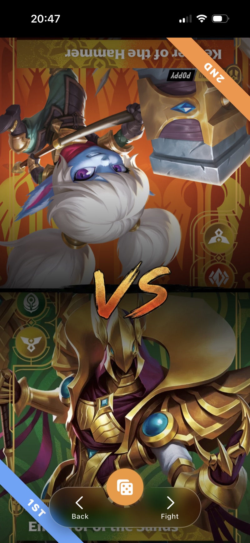 Riftr match versus screen